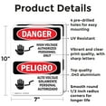thumbnail image 2 of (2 Pack) High Voltage Authorized Personnel Bilingual OSHA Danger Sign 7 Inch X 10 Inch Indoor / Outdoor Rust-Free Aluminum Metal Signs for Workplace, Workshop, and Construction Site,, 2 of 8
