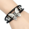 thumbnail image 2 of Pulsera punk para hombre Pulsera de cuero PU Botón a presión ajustable - A UNA jinwen Brazalete de brazalete de motorista punk, 2 of 8