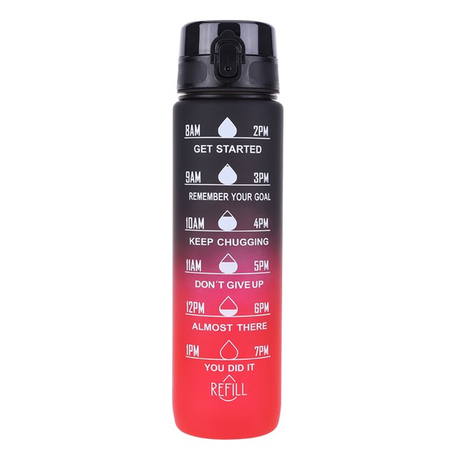 Botella Deportiva Copa Gradiente Esbelto Motivacional 1000 Ml Con Manejo Gran Capacidad para Al Aire Libre