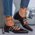 thumbnail image 6 of GERsome Women's Pumps Shoes Low Block Heels Closed Pointy Toe Ankle Strap Wedding Party Work Dress Shoes, Brown Size 7.5, 6 of 8