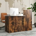 thumbnail image 4 of Patiojoy Modern Reception Desk Front Counter Desk with Oval Tabletop Lockable Drawer & Adjustable Shelf Rustic Brown, 4 of 9