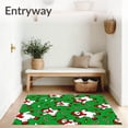 thumbnail image 3 of ODIKA 8'x10' Machine Washable Non-Slip Area Rug, Classic Snowman Parade with Canes and Holly Sprigs Motif High Traffic Rug with Pad, Green, 734210, 3 of 8