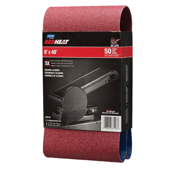Norton 6" X 48" Redheat Ceramic Sanding Belt, 50 Grit