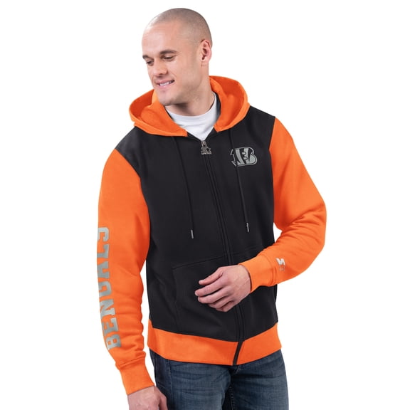 Men's Starter Black/Orange Cincinnati Bengals Thursday Night Gridiron Full-Zip Hoodie