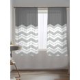 thumbnail image 5 of Sheer Curtains 63 Inch Length 2 Panels Set for Bedroom, Grey Chevron Semi Sheer Curtains for Windows, Geometric Ocean Abstract Wavy Striped White Voile Window Treatments Rod Pocket Curtain, 5 of 7