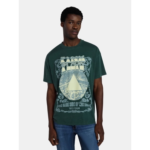 Pink Floyd Men's and Big Men's Graphic Mineral Wash Band Tee with Short Sleeves, Sizes XS-4XL