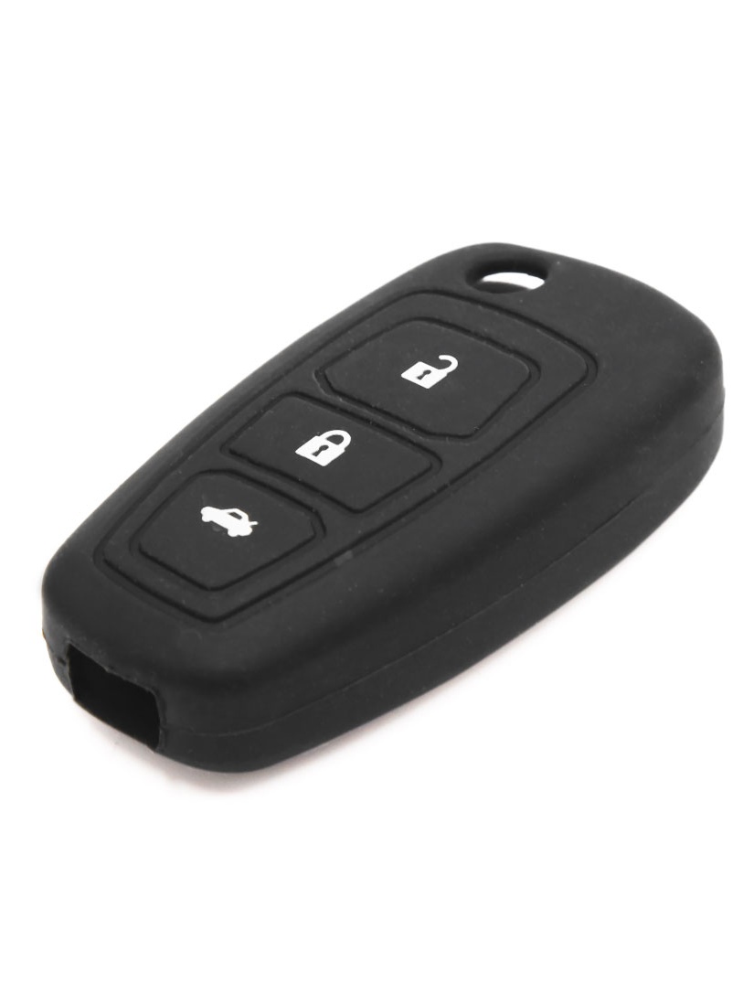 3 Button Rubber Car Remote Key Cover Case Protective Black for Focus