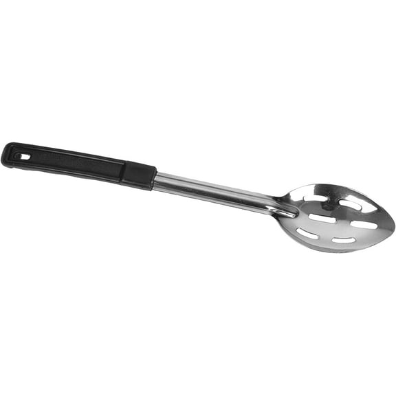 Truecraftware – 15- inch, Slotted Basting Spoon, Stainless Steel, Black Plastic Handle