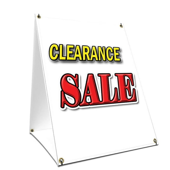 A-frame Sidewalk Clearance Sale Sign With Graphics On Each Side | 18" X 24" Print Size