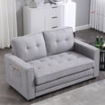 thumbnail image 3 of {Video Provided} Upgraded Loveseat Sleeper Sofa Bed, Futon Sofa Bed with 2 Side Pocket, 3-in-1 Upholstery Floor Gaming Sofa Bed, Convertible Pull Out Couch Bed for Living Room,Light Gray, 3 of 9