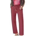 thumbnail image 2 of AKGEAMN Women's Summer Elastic Waist High Waisted Wide Leg Linen Casual Beach Trousers, Red S-3XL, 2 of 5