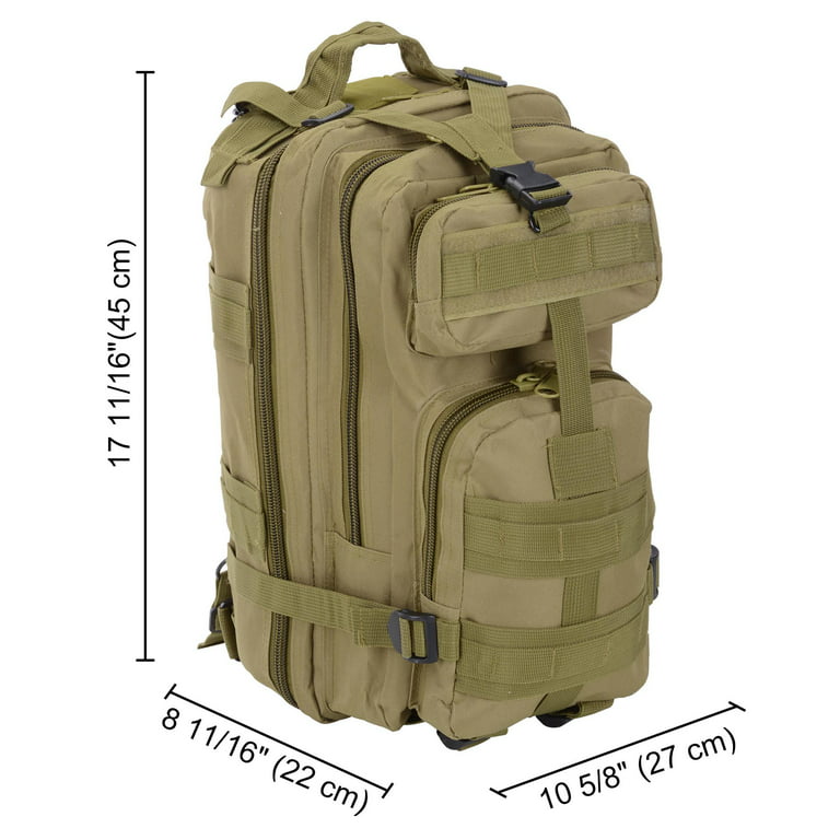 Yescom 30L Hiking Backpacks Water Resistant Military Tactical Backpack  Sport Hiking Bag Oxford Nylon Backpack Travel Climb Mud Color