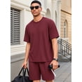 thumbnail image 2 of RICHCOIN Mens Shorts Sets 2 Piece Outfits Summer Casual Tracksuit Short Sleeve T Shirts and Shorts Suit for Men, 2 of 7