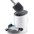 thumbnail image 1 of Juego de escobilla y soporte para inodoro LIUYMXG con cerdas de silicona blanco gris, 1 of 5