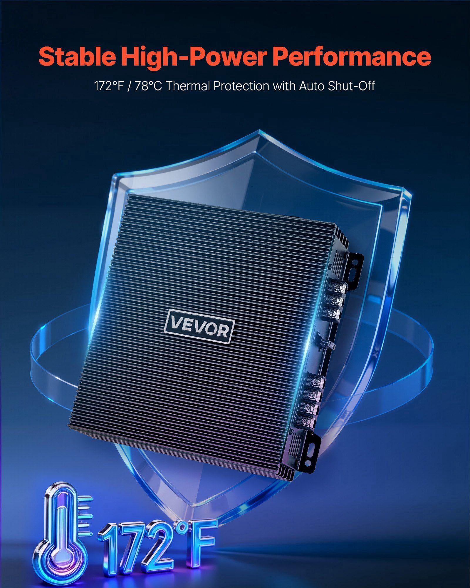 2 Channel Car Audio Amplifier 2 Ohm Stable Bridgeable Class A/B Full Range Stereo Amp Max Power 2 x 300W at 4 Ohm 2 x 600W at 2 Ohm for Car SUV Truck Off Road