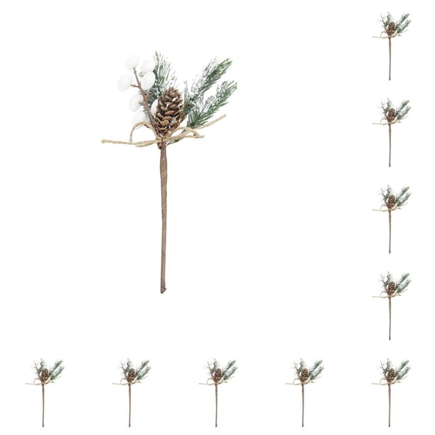 Wosthever Rama de pino de escarcha de nieve falsa, decoración de Navidad de plástico, rama de pino Artificial DIY, cono blanco Type1 NO1 Wosthever CBP040832