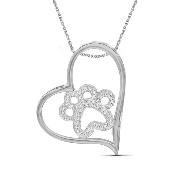 JewelersClub Sterling Silver (.925) Heart Necklace with 0.15 Carat White Diamonds | Jewelry Pendant Necklaces for Women White Diamonds & 18 inch Rope Chain with Spring Clasp