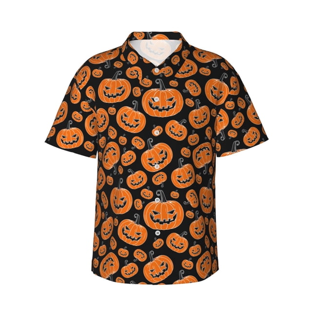 Balery Halloween Pumpkins Camisas hawaianas de manga corta para hombre, camisas playeras de corte holgado, camisas de vacaciones con botones,Medium