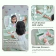 thumbnail image 2 of Teamson Kids Heart-Shaped Wooden Vanity Set with LED Lights, Triple Mirror & Storage Drawers, Sage Green, 2 of 9
