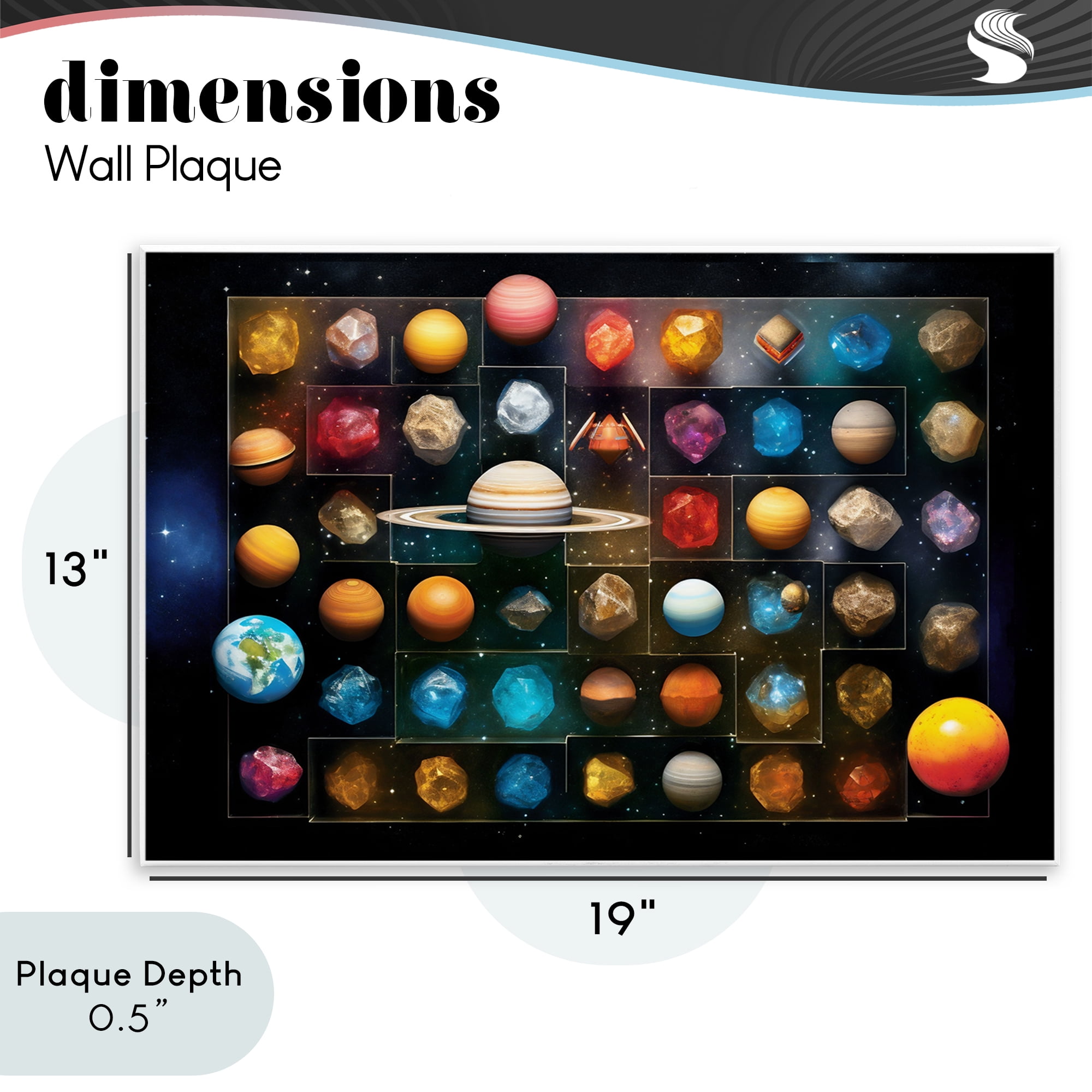 Stupell Industries Celestial Gems & Planets Wall Plaque Art, design by Ray Powers