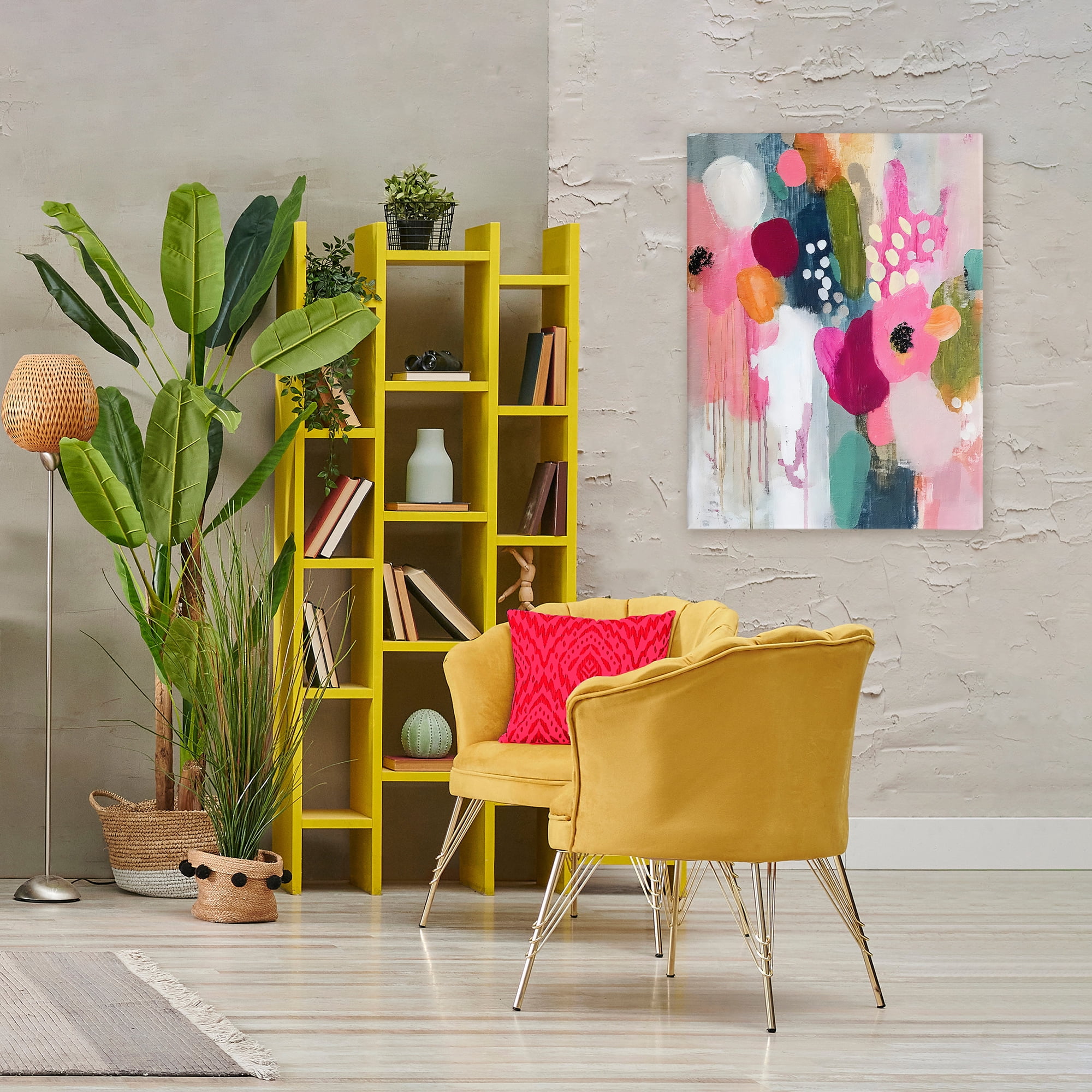 Stupell Industries Paint Drip Blooms Cascade Canvas Wall Art, design by Riley B