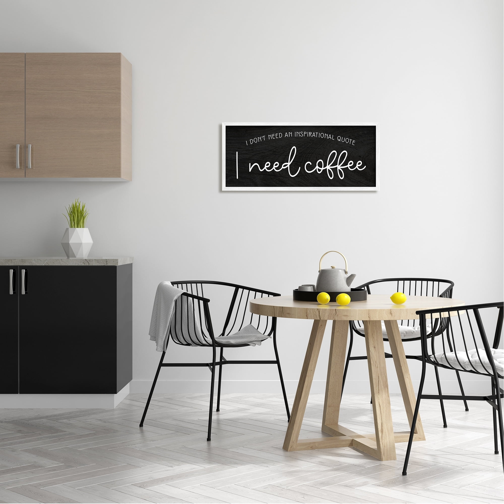 Stupell Industries Don't Need Inspirational Quote Funny Coffee Calligraphy Graphic Art White Framed Art Print Wall Art, Design by Daphne Polselli