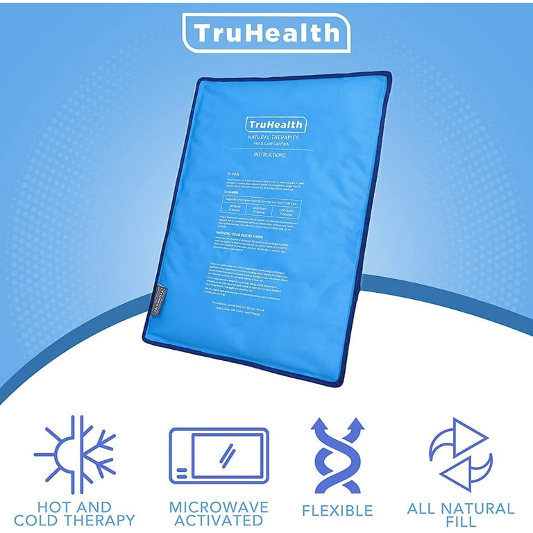 TruHealth Reusable Gel Ice Packs (2 Pack) - FSA HSA Approved Large Size 4.5  x 9.5 in for Body Pain and Injuries, Cold Compress Therapy - Reduces Back