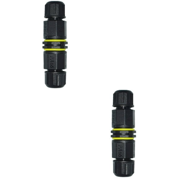 WORGEOUS 2pcs IP68 Waterproof Connector 3 Pin 2 Way Cable Terminal Adapter Wire Connector Screw Pin LED Light Connector (Black)