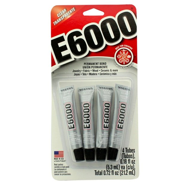 E6000 Clear Permanent Bond Craft Adhesive 4 Tubes 0.18 oz. Glue