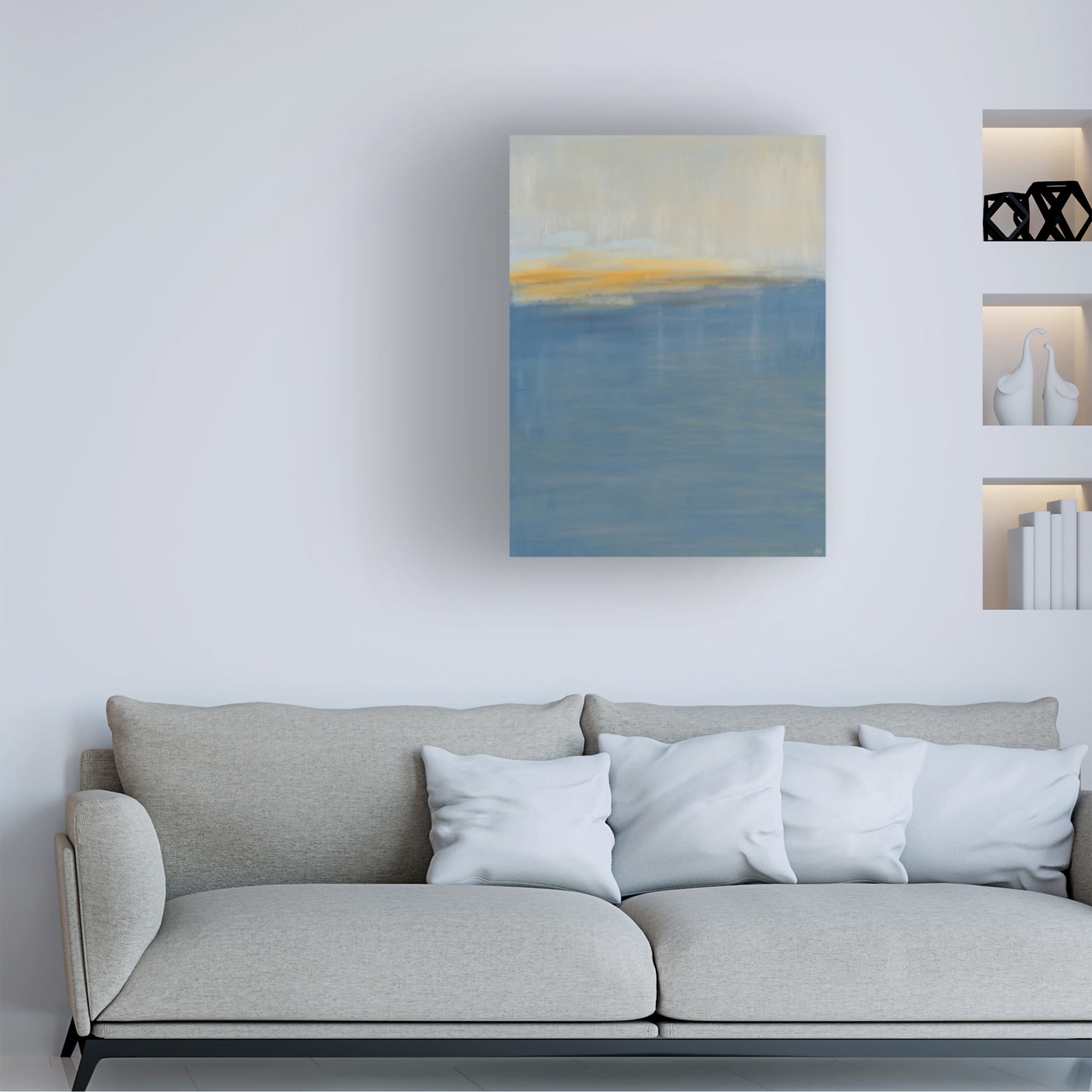 Canvas Wall Art - Line and Brush 'Horizons Water Lights' Wall Art for Living Room, Bedroom, or Office Décor by Trademark Fine Art - 35 x 47 Inches