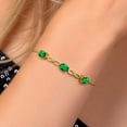 thumbnail image 3 of Gem Stone King 1.82 Ct Green Nano Emerald E-F Lab Grown Diamond 18K Yellow Gold Plated Silver Bracelet for Women, 3 of 5