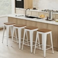 thumbnail image 3 of WHITE barstools Set of 4,Stackable Backless Bar stools Industrial Kitchen Patio Stool Bar Chairs with Wooden, 3 of 5