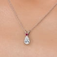 thumbnail image 3 of Gem Stone King 14K White Gold DEF Lab Grown Diamond and Red Ruby Pendant Necklace for Women | 0.56 Cttw | Gemstone April Birthstone | Pear Shape 7X5MM | With 18 inch Chain, 3 of 6