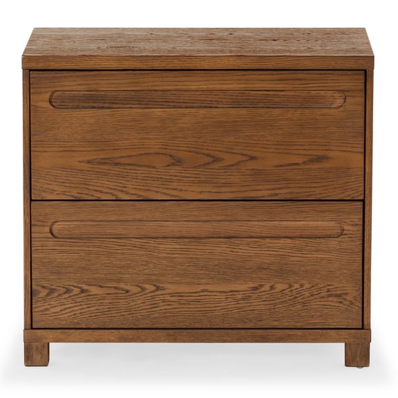 Safavieh Tobiette 2 Drawer Solid Wood Nightstand in Medium Oak