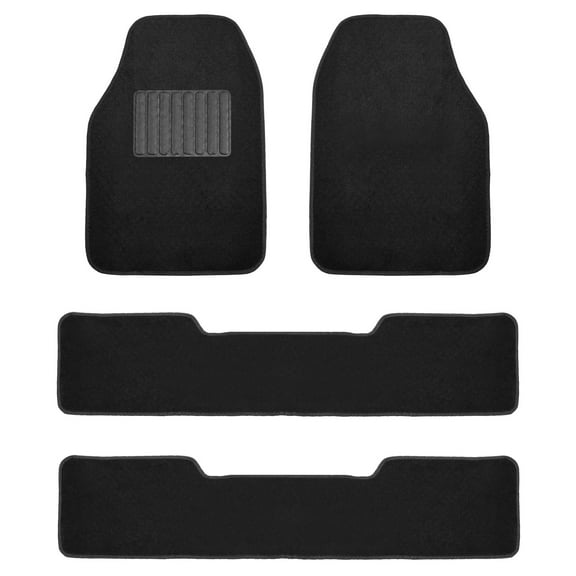 FH Group Universal Fit 3 Row Carpet Car Floor Mats for SUV Van Truck - Black