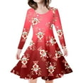 thumbnail image 1 of WEAIXIMIUNG Robe Bleue Enfants Filles Tout-Petits Arbres de Noël Imprimé Cerf Robe de Fête à Manches Longues 10-13 Ans, 1 of 5
