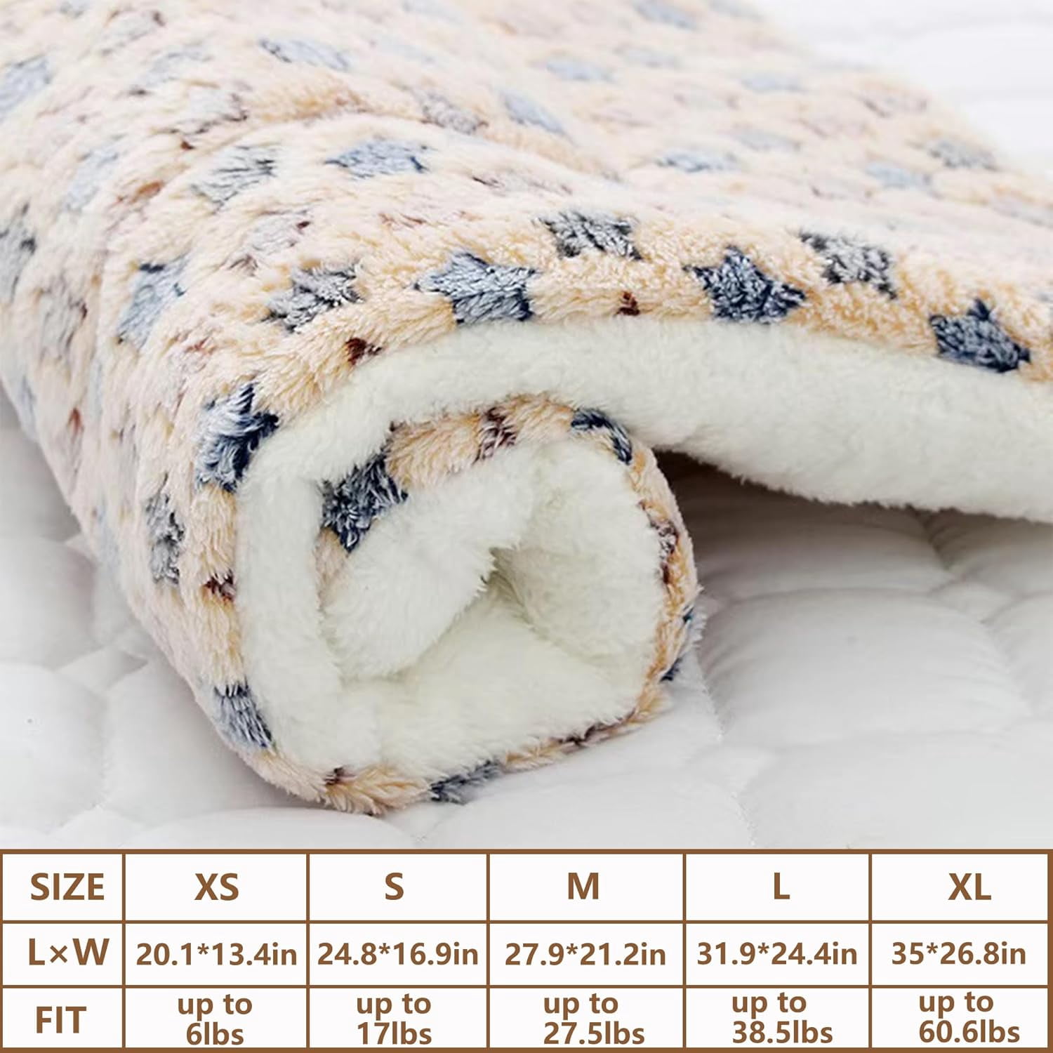Cozy Calming Cat Blanket Dog Blanket: 5 Sizes Flannel Cloth Self Warming Cat Mat, Ultra Soft Pet Beds for Small Medium Large Pet Dogs, Reversible Fleece Dog Crate Kennel Mat Cat Bed Liner (A, M)