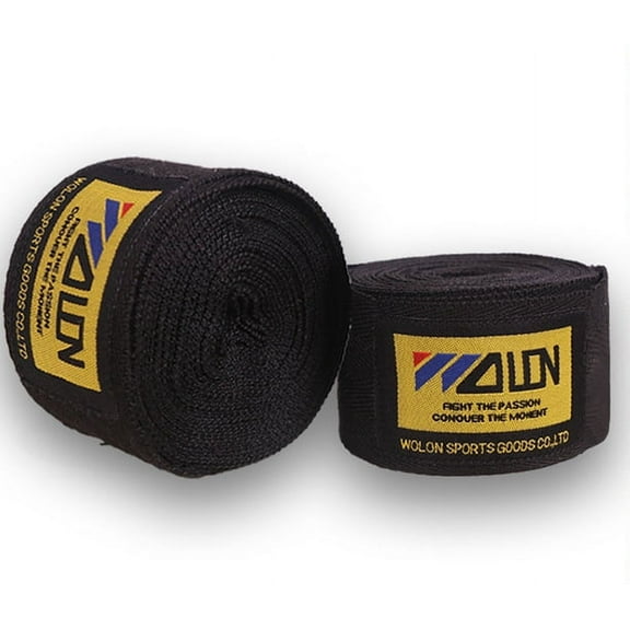 2 Rolls Professional Boxing Hand Wraps - 3M/5M Elastic Cotton Handwrap For MMA, Kickboxing & Sparring - Breathable Wrist & Knuckle Protection (Black/Blue/White/Yellow)