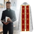 thumbnail image 7 of Medieval Formal Cape, White Decorative Printed Wrap, 47.24inch, 7 of 7