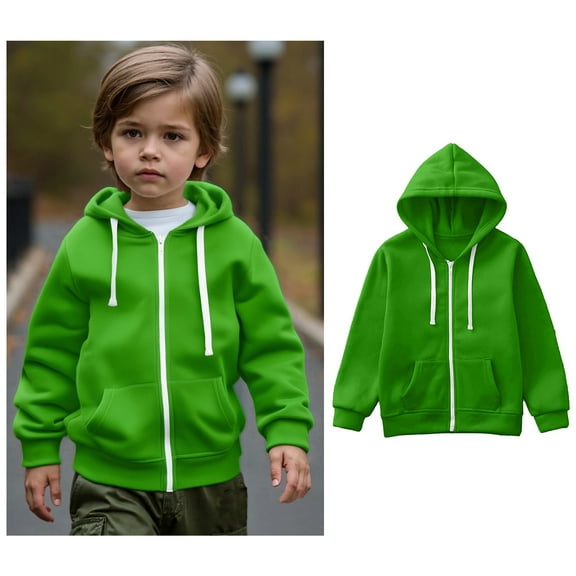 Girls Hoodies Green Full Zip Up Hoodies Long Sleeve Pullover Hoodie Sweatshirt Fall Clothes 3-4 Years Child Girl Clothes Boys Girls Fashion