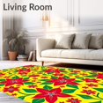 thumbnail image 2 of ODIKA 2'x3' Machine Washable Non-Slip Area Rug, Poinsettia Bloom Design Christmas Decorative Floor High Traffic Rug with Pad, Yellow, 611288, 2 of 8