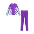 thumbnail image 4 of Yeahdor Kids Girls 2 Piece Rash Guard Swimsuit UPF 50+ Long Sleeve Swim Jacket with Leggings Surfing Diving Suit Purple 6, 4 of 7