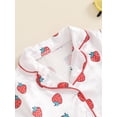 thumbnail image 6 of FEORJGP Kids Girl 2Pcs Pajama Set 1T 2T 3T 4T 5T 6T 7T Toddler Baby Satin Loungewear Short Sleeve Shirts Strawberry Print Button T-Shirts Tops + Elastasual Comfy Sleepwear Outfits for Summer, 6 of 9