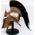 thumbnail image 2 of Medieval Armour King Leonidas Greek Spartan 300 Roman Helmet with Black Wooden Stand Black Plume Rustic Vintage Home Decor Gifts, 2 of 5