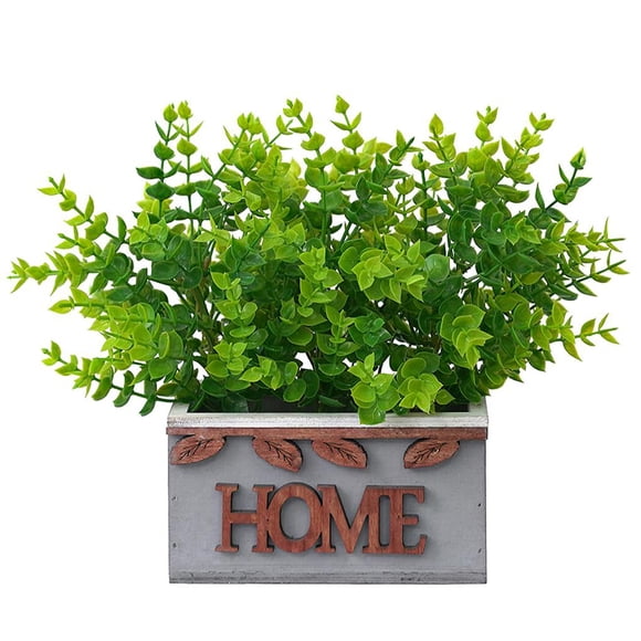 Simulación De Planta En Maceta, Planta Verde, Bonsái, Hoja De Eucalipto, Escritorio, Rectángulo, Decoración Del Hogar, Fotografía, Pequeñas Plantas Verdes, Adorno De Decoración En Maceta De Madera Minnieouse HA022460-00