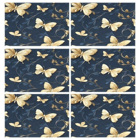 

Ryvnso Placemats Set of 6 3d Butterflies-d8 Dining Mats Heat-Resistant Non-Slip Washable Table Mat