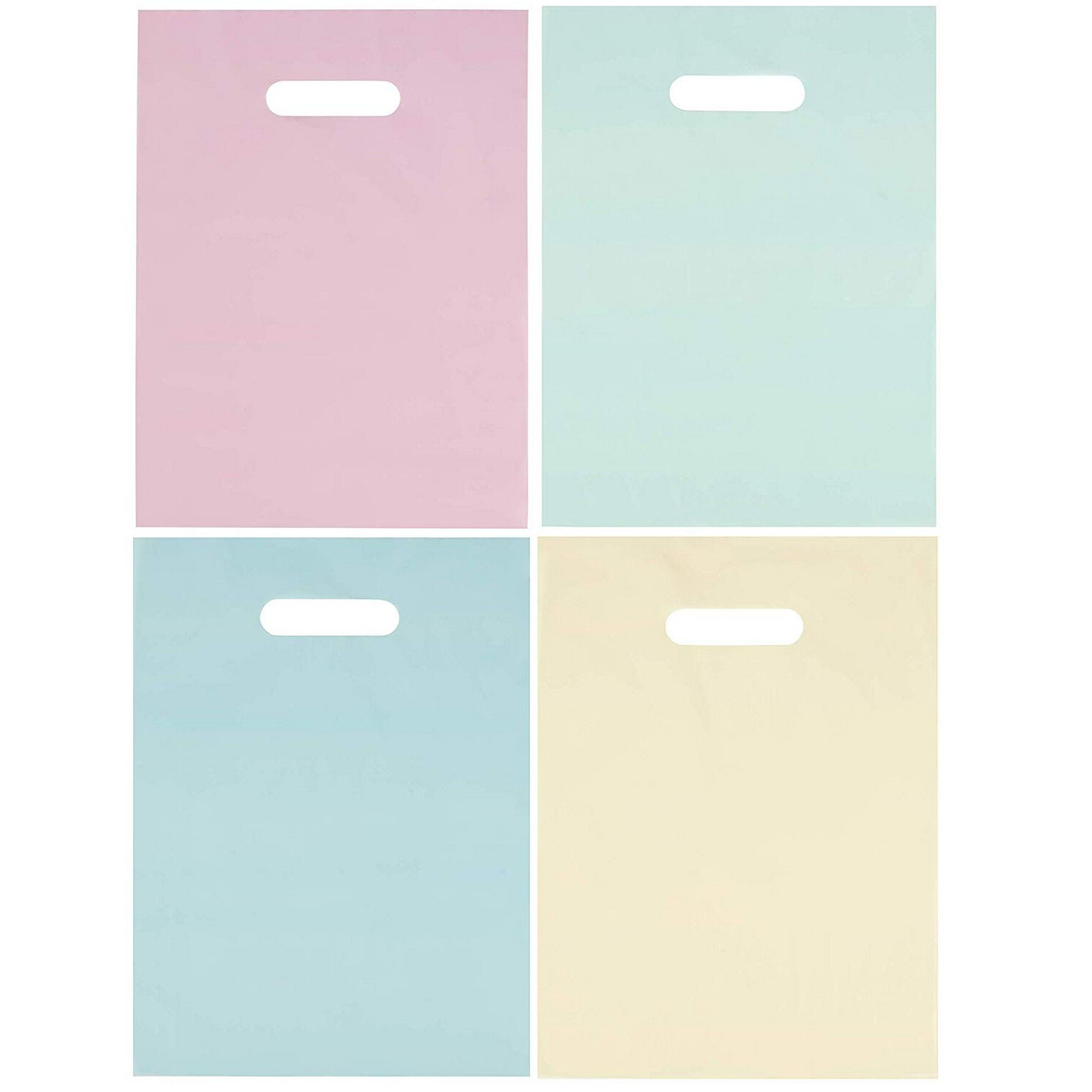 Plastic Goodie Bags 100Pack Loot Bags with DieCut Handles, 4