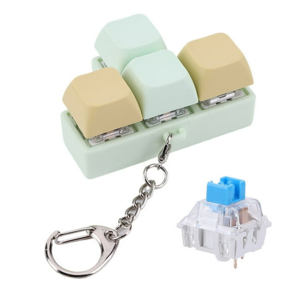Keyboard Fidget Toy Keychain,4 Key Mechanical Keyboard Decompression Toy Macaron color for Decompression Decoration(A Style Green Yellow)