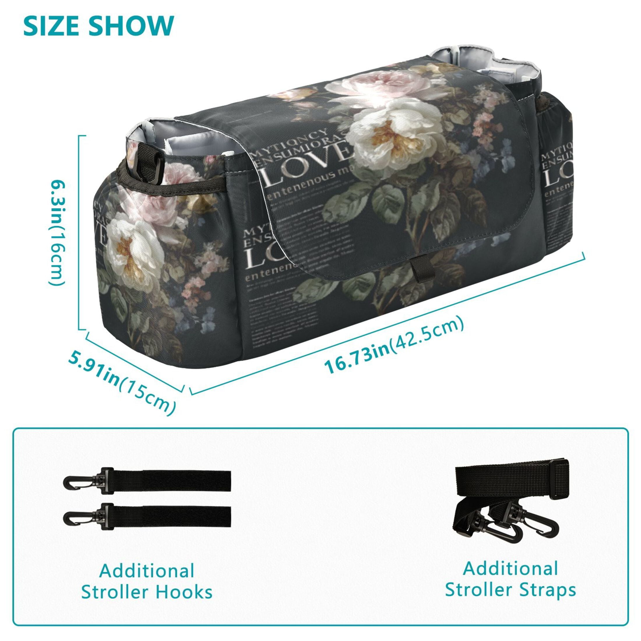 DIXRUYEE Stroller Organizer Roses for Teliemoy Printed