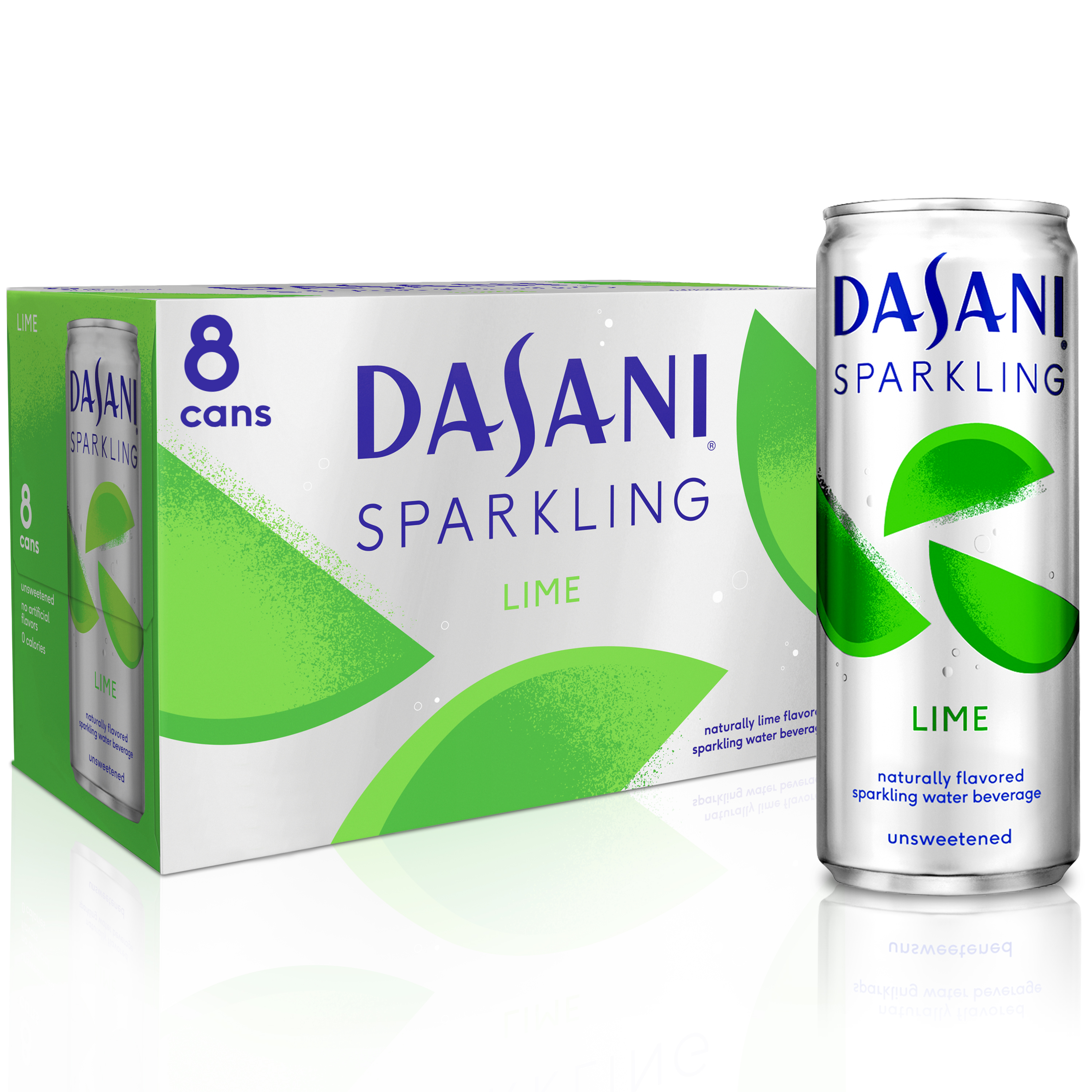 DASANI Sparkling Water Lime Zero Calories, 12 fl oz, 8 Pack